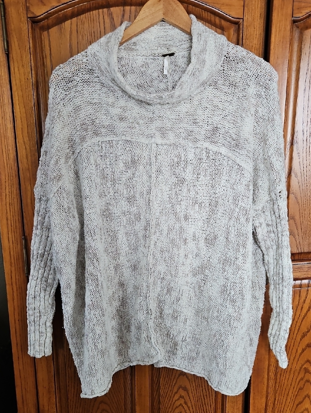 Cozy Cowl Neck Oversized Sweater - Light Gray
